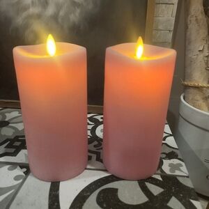 Set of two 6" Matchless Luminara Light Pink Flameless LED Candles - Free ship